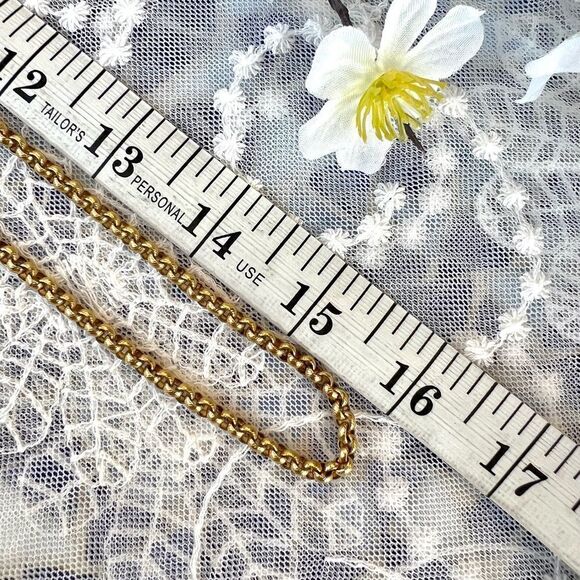 Vintage Midcentury Crown Trifari Textured Gold Rolo Belcher Chain 32” - Picture 5 of 7